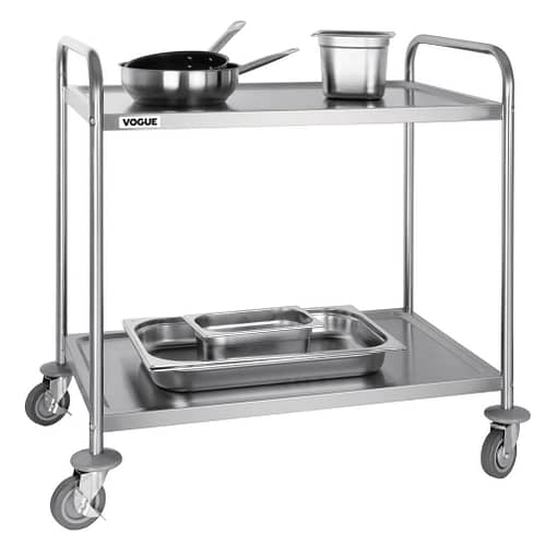Vogue 2 Tier Flat Pack Trolley St/St - 855Lx535Wx940mmH - Image 2
