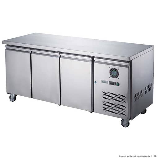 FED-X XUB7F18S3V Three Door Stainless Bench Freezer – 417L, Fan Forced, GN1/1 - Image 2