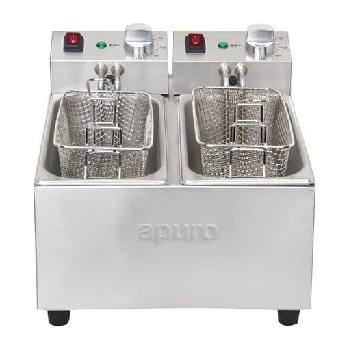 Apuro Twin Tank Countertop Fryer - 2x 3L (DB203-A) - Image 2