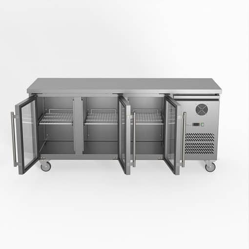 FED-X Three Glass Door Bench Fridge Stainless Steel - XUB6C18G3V - Image 2