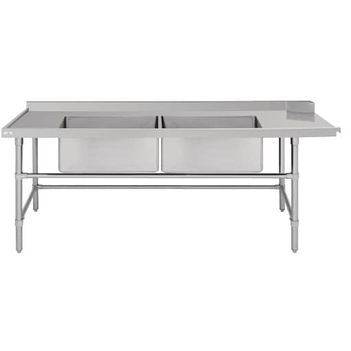 Vogue Dishwasher Inlet Table with Double Bowl Sink 2400mm L/H (DE475)