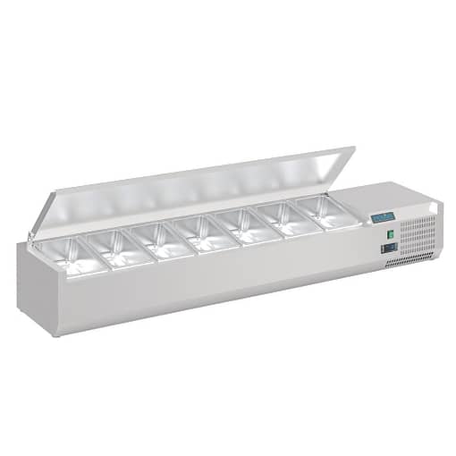 Polar G-Series Countertop Prep Fridge with Lid 7x 1/4GN with Hard Stainless Lid