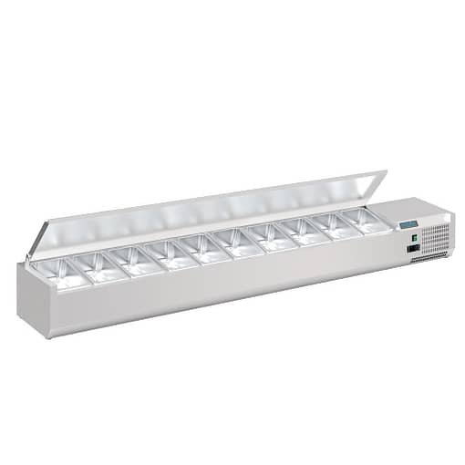 Polar FA857-A G-Series Countertop Prep Fridge with 10x 1/4GN and Stainless Lid