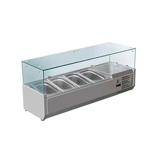 fed-x salad bench FED-X XVRX1200/380 Flat Glass Salad Bench – 4 x 1/3GN, Stainless Steel