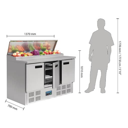 Polar G-Series G605-A Pizza Prep Counter Fridge 390L | Stainless Steel | Fan-Assisted Cooling - Image 2