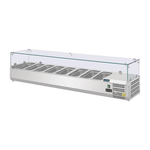 Polar G610-A G-Series Prep Fridge – 8× 1/4GN, Glass Sneeze Guard, 1800mm - Image 2