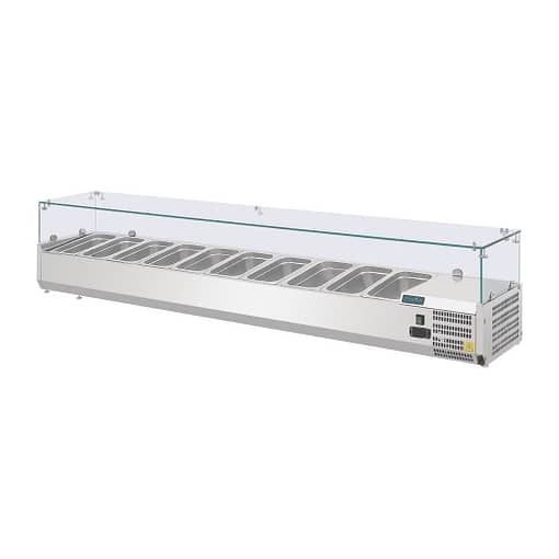 Polar G-Series Countertop Prep Fridge 10x 1/4GN with Glass Sneeze guard - Image 2