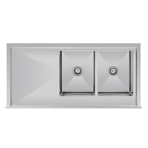 Vogue Double Bowl Sink R/H Drainer - 1500mm (90mm Drain) - Image 2