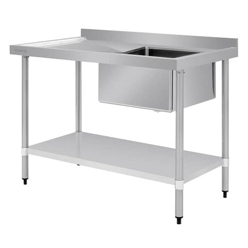 Vogue Single Bowl Sink L/H Drainer - 1200mm x700mm (90mm Drain) - Image 2