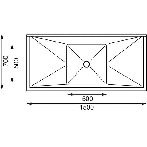 Vogue Single Bowl Sink Double Drainer - 1500mm x 700mm (90mm Drain) - Image 2