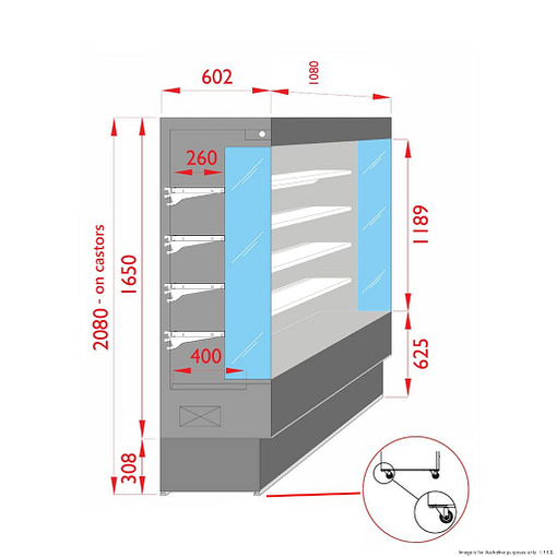 Tecnodom Open Chiller with 4 Shelves TDVC60-CA-100 - Image 2