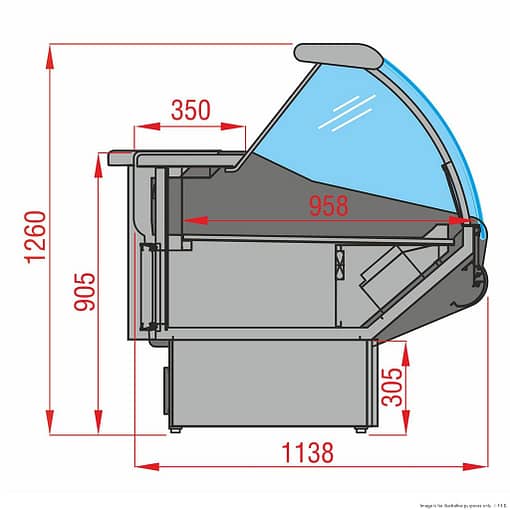 Tecnodom PAN2000 Tecnodom Curved Front Glass Deli Fridge - Image 2