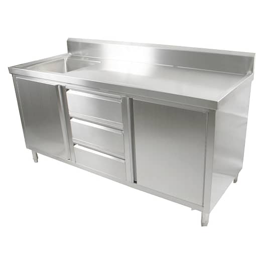 FED SC-6-1800L-H Stainless Steel Cabinet with Left Sink