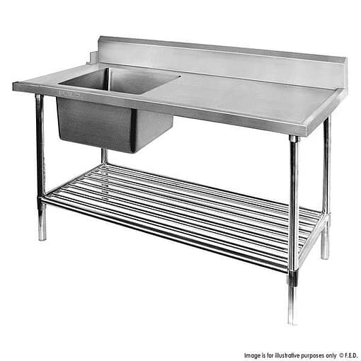 Left Inlet Single Sink Dishwasher Bench - SSBD7-1500L/A - Image 2