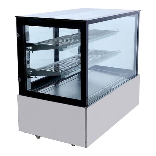 SSU120-2XB Black Trim Square Glass Cake Display 2 Shelves 1200X700X1100 - Image 2