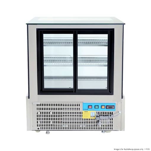 SSU90-2XB Black Trim Square Glass Cake Display 2 Shelves 900x700x1100 - Image 2