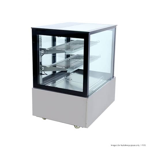 SSU90-2XB Black Trim Square Glass Cake Display 2 Shelves 900x700x1100 - Image 3
