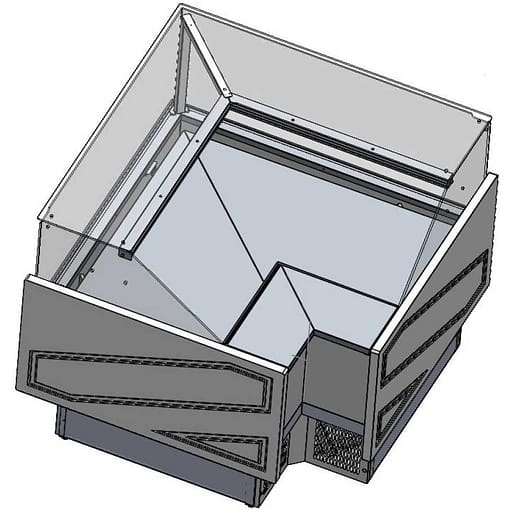 Tecnodom Series MR9.5 Black Corner Deli Display w/ Storage and Castors TDMR-E - Image 2