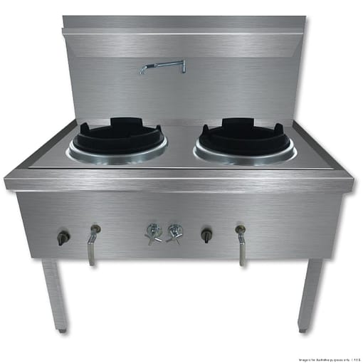 Gasmax Stainless Steel Waterless Nature Gas Double Wok Chimney Burner - WW-2NC - Image 2