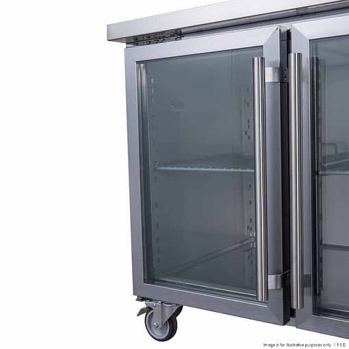 FED-X Three Glass Door Bench Fridge Stainless Steel - XUB6C18G3V - Image 3
