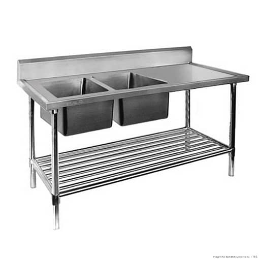 Premium Stainless Steel Double Sink Bench 700mm Deep & 1200 -2400mm Wide (Group-DSB7) - Image 2