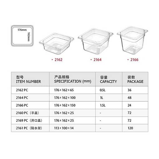 Kitchen Knock Polycarbonate Clear GN Pan 1/6 – 65mm Depth (Pack of 3) - Image 2