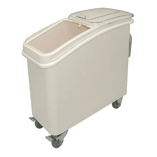 Kitchen Knock 102L Ingredient Bin with Scoop – Durable White Food-Grade Storage Bin on Wheels