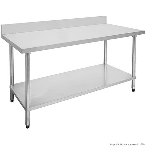 Economic 304 Grade Stainless Steel Table with splashback 700mm Deep (SSTable7SB-EC) - Image 3