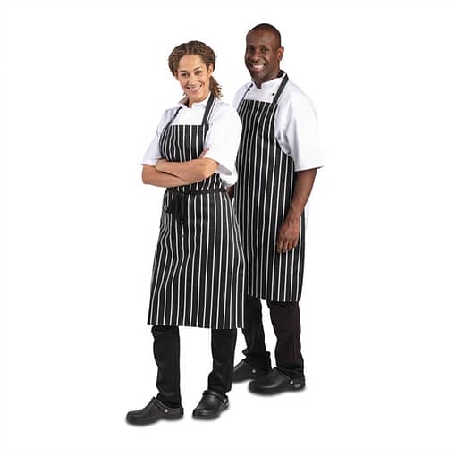 Whites Black & White Stripe Butchers Bib Apron - Image 3
