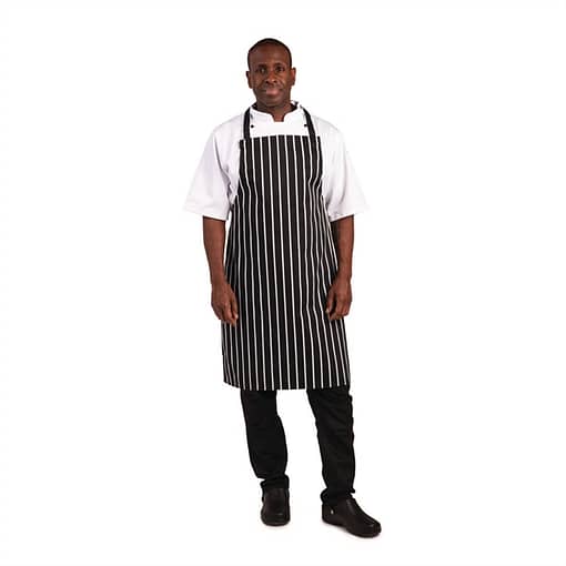Whites Black & White Stripe Butchers Bib Apron - Image 2