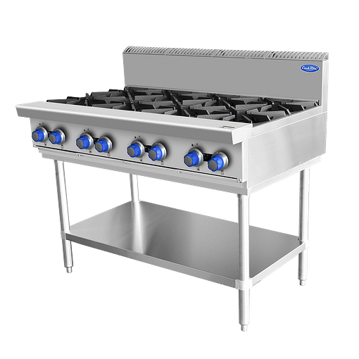 CookRite AT80G8B-F-LPG 8 burner commercial LPG cooktop with stand