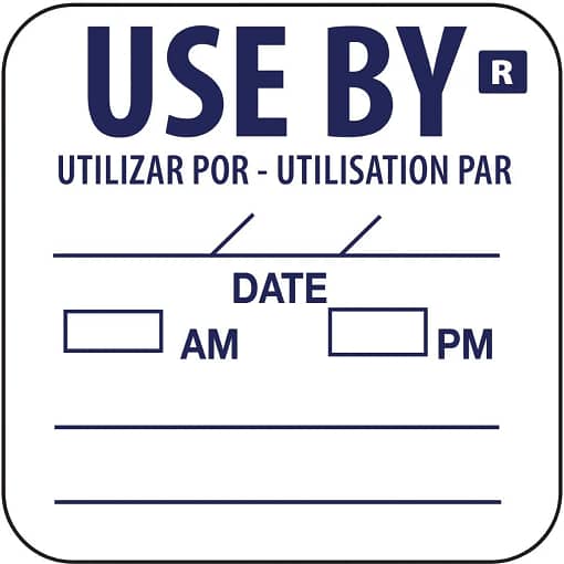 Hygiplas Removable Use by Food Prep Label 1'' (Roll 1000)