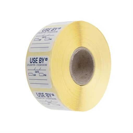 Hygiplas Removable Use by Food Prep Label 1'' (Roll 1000) - Image 3