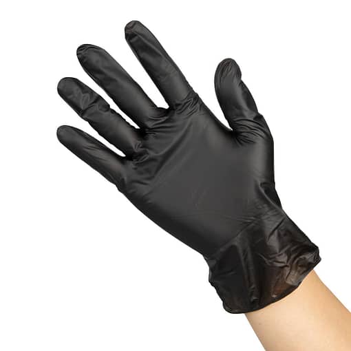 Hygiplas Vinyl Black Powder Free Gloves 100pack Full Size - Image 3