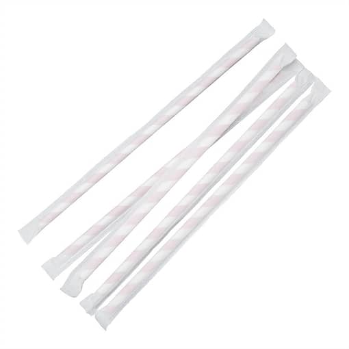 Fiesta Compostable Wrapped Paper Straw Red & White – 6mm - Image 4