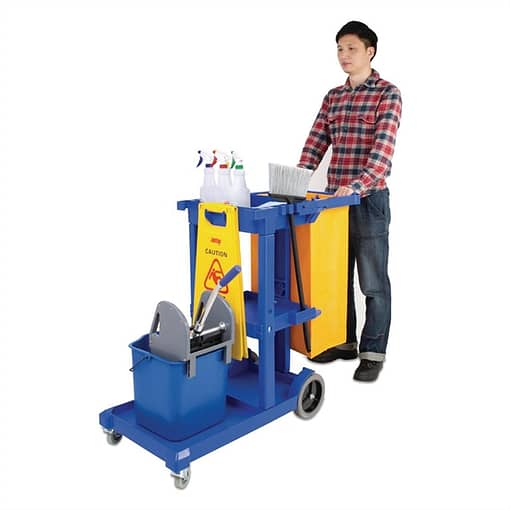 Jantex L683 Blue Janitorial Cleaning Trolley | Commercial Cleaning Cart - Image 2