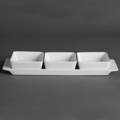 Olympia Whiteware 3 Section Dishes with Plate - 300x90mm (Box 2) - Image 4