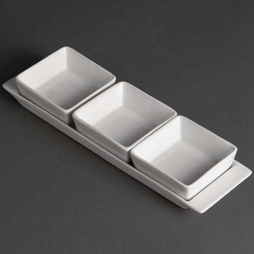 Olympia Whiteware 3 Section Dishes with Plate - 300x90mm (Box 2) - Image 3