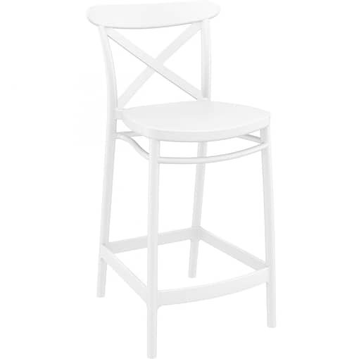 Commercial Grade White Cross Barstool 65 - Heavy Duty Bar Stool by Siesta, Turkey - Image 5