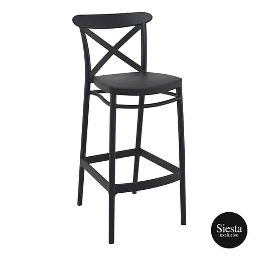 Commercial Grade Black Cross Barstool 75 - Heavy Duty Bar Stool by Siesta, Turkey