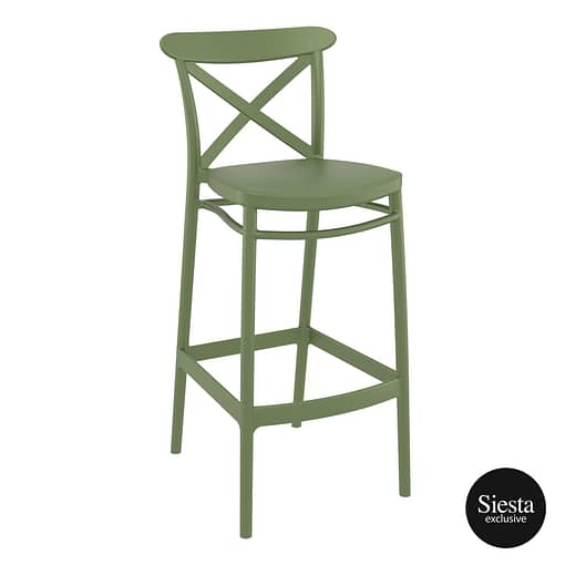 Commercial Grade Olive Green Cross Barstool 75 - Heavy Duty Bar Stool by Siesta, Turkey
