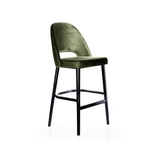 Avocado Velvet Semifreddo Stool with Sleek Black Legs - Image 2