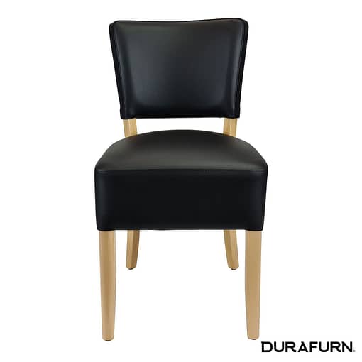 Memphis Club Chair - Black Dolaro Vinyl Seat and Backrest - Wenge Frame - Image 13
