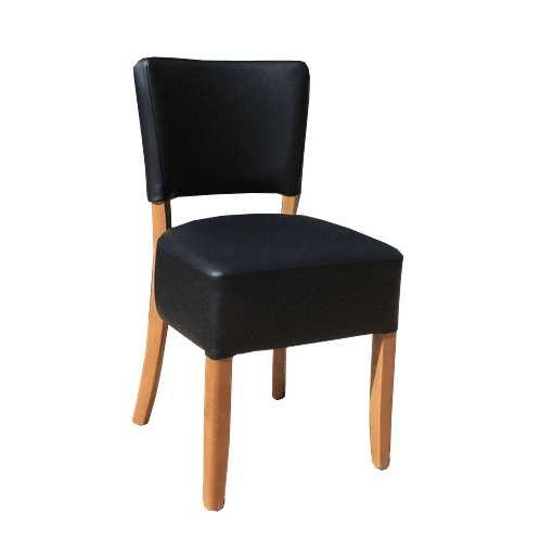 Memphis Club Chair - Black Dolaro Vinyl Seat and Backrest - Natural Frame - Image 3