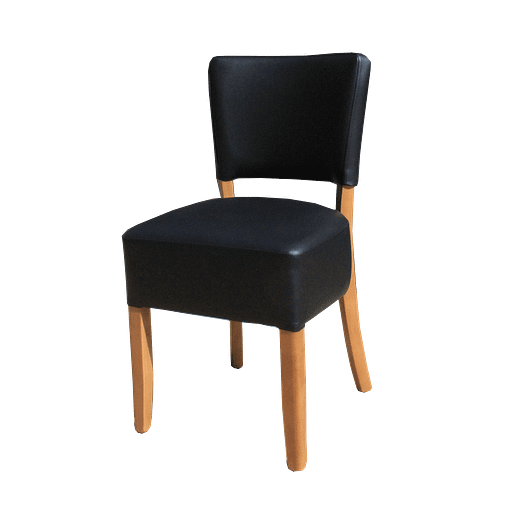 Memphis Club Chair - Black Dolaro Vinyl Seat and Backrest - Natural Frame - Image 2