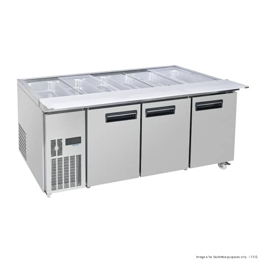 Thermaster Three Door Cold Bench Salad Station 6x1/1 GN Pans PG210FA-XB