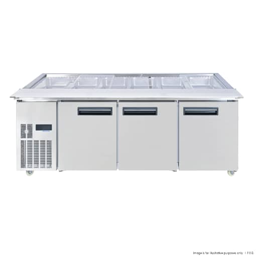 Thermaster Three Door Cold Bench Salad Station 6x1/1 GN Pans PG210FA-XB - Image 2