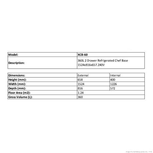 FED-X XCB-60 360L Chef Base Refrigerated Drawer Bench - Image 3