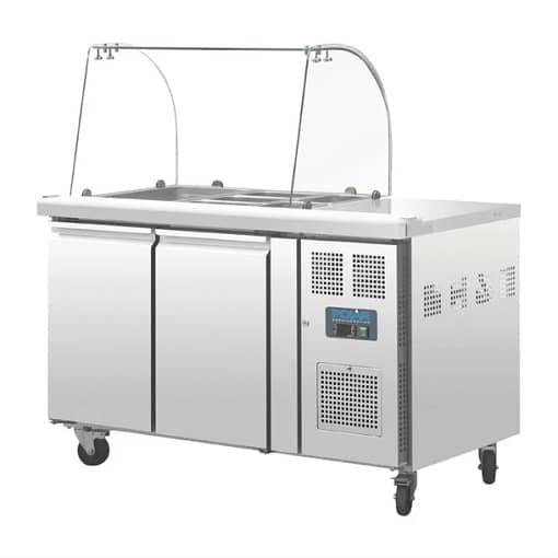 Polar U-Series Refrigerated GN Counter Saladette with Sneeze Guard - 2 Door - Image 3