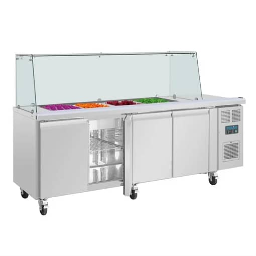 Polar UA019-A 4-Door GN Saladette Counter – Square Sneeze Guard, 476L - Image 4